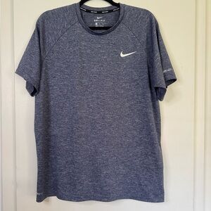 Men Nike Swim Dri-Fit XL Heather Blue Gray Upf +40 Shirt Short Sleeve